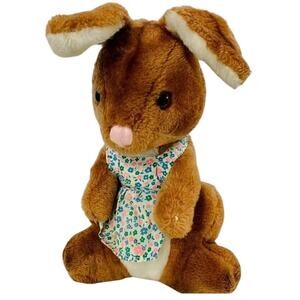 Vintage Dakin Bunny Rabbit Plush 1975 Floral Dress‎ Stuffed Animal Easter